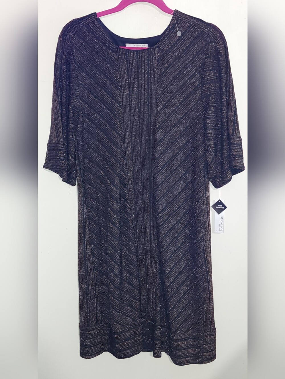 Studio One Black Dress with Bronze Shimmer